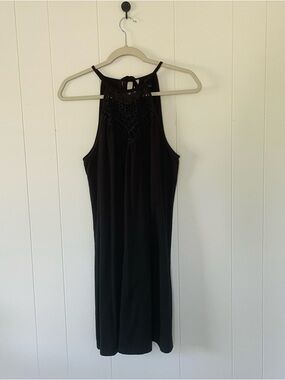 SHEIN Black Crochet Halter Midi Dress